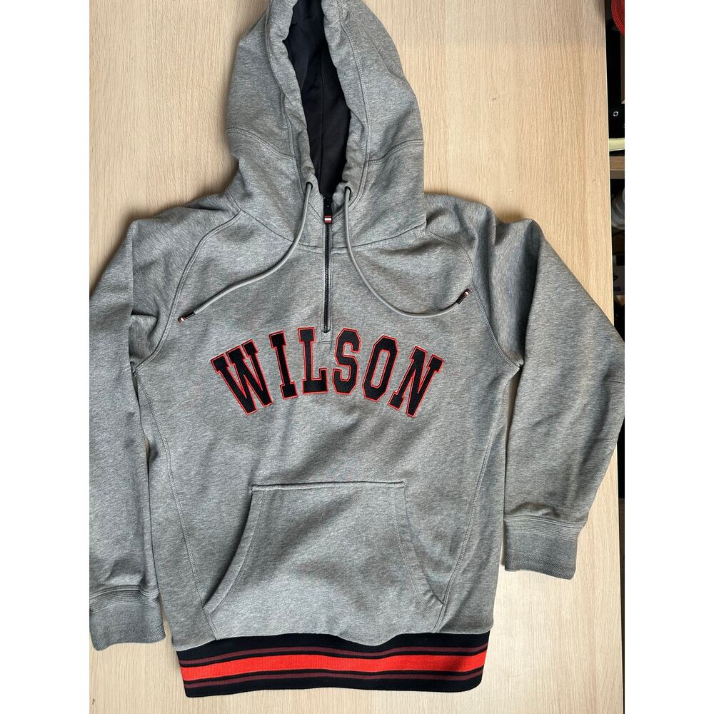 Vintage Wilson Embroidered Grey Hoodie - Size S - Mint